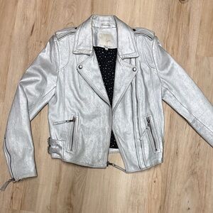 Joie Metallic Leather Moto Jacket